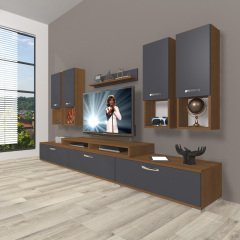 Decoraktiv Ekoflex 8DA Mdf Tv Ünitesi Tv Sehpası Ceviz - Antrasit