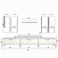 Decoraktiv Ekoflex 8DA Mdf Krom Ayaklı Tv Ünitesi Tv Sehpası Beyaz - Siyah