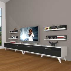 Decoraktiv Eko 360R Slm Retro Tv Ünitesi Tv Sehpası Beyaz - Siyah