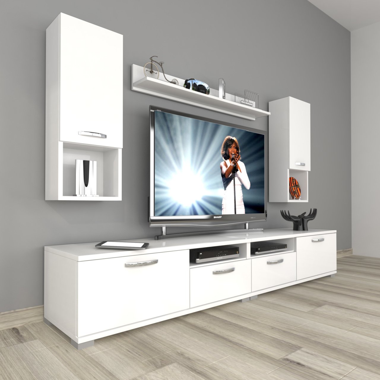 Decoraktiv Eko 5220DA Mdf Tv Ünitesi Tv Sehpası Parlak Beyaz