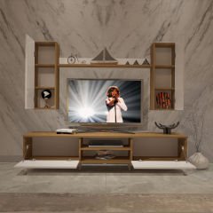 Decoraktiv Eko 7 Mdf Dvd Gold Tv Ünitesi Tv Sehpası Pera - Beyaz