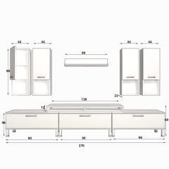 Decoraktiv Ekoflex 8DA Mdf Krom Ayaklı Tv Ünitesi Tv Sehpası Beyaz - Antrasit
