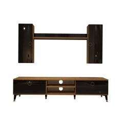 Decoraktiv Eko 7 Mdf Dvd Gold Tv Ünitesi Tv Sehpası Pera - Siyah