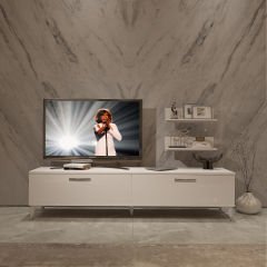 Decoraktiv Eko 4 Slm Std Silver Tv Ünitesi Tv Sehpası Parlak Beyaz