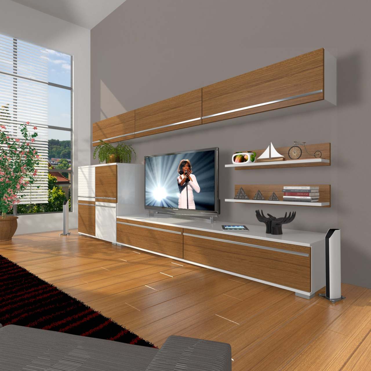 Decoraktiv Eko 8 Mdf Std Tv Ünitesi Tv Sehpası Beyaz - Ceviz