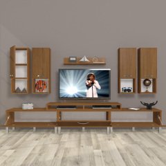 Decoraktiv Ekoflex 8DA Mdf Krom Ayaklı Tv Ünitesi Tv Sehpası Ceviz