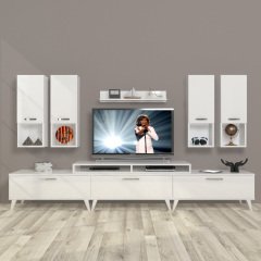 Decoraktiv Ekoflex 8DA Mdf Retro Tv Ünitesi Tv Sehpası Parlak Beyaz