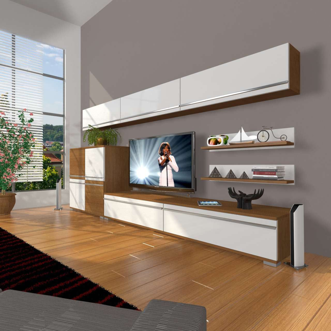 Decoraktiv Eko 8 Mdf Std Tv Ünitesi Tv Sehpası Ceviz - Beyaz