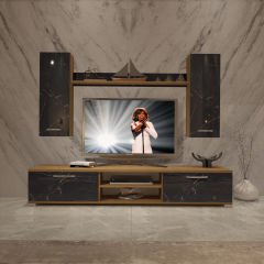 Decoraktiv Eko 5D Mdf Dvd Tv Ünitesi Tv Sehpası Pera - Siyah Mermer