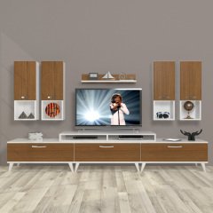 Decoraktiv Ekoflex 8DA Mdf Retro Tv Ünitesi Tv Sehpası Beyaz - Ceviz