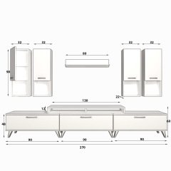 Decoraktiv Ekoflex 8DA Mdf Retro Tv Ünitesi Tv Sehpası Ceviz - Beyaz
