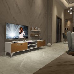 Decoraktiv Eko 4 Slm Dvd Silver Tv Ünitesi Tv Sehpası Beyaz - Ceviz