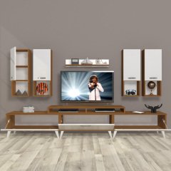 Decoraktiv Ekoflex 8DA Mdf Retro Tv Ünitesi Tv Sehpası Ceviz - Beyaz