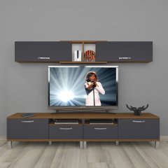 Decoraktiv Eko 5220 Mdf Krom Ayaklı Tv Ünitesi Tv Sehpası Ceviz - Antrasit