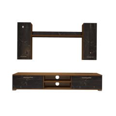 Decoraktiv Eko 5D Mdf Dvd Tv Ünitesi Tv Sehpası Ceviz - Siyah Mermer