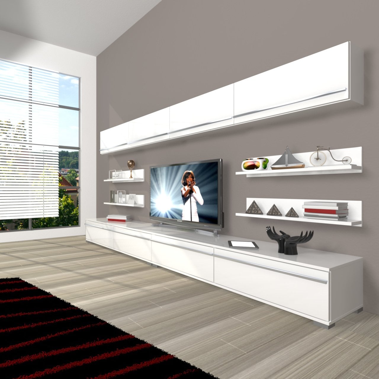 Decoraktiv Eko 360Y Mdf Tv Ünitesi Tv Sehpası Parlak Beyaz