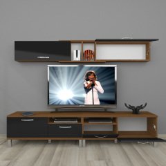 Decoraktiv Eko 5220 Mdf Krom Ayaklı Tv Ünitesi Tv Sehpası Ceviz - Siyah