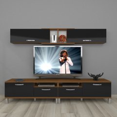 Decoraktiv Eko 5220 Mdf Krom Ayaklı Tv Ünitesi Tv Sehpası Ceviz - Siyah