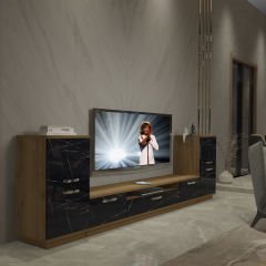 Decoraktiv Trendstyle On2 Mdf Tv Ünitesi Tv Sehpası Pera - Siyah Mermer