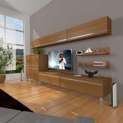 Decoraktiv Eko 8 Mdf Std Krom Ayaklı Tv Ünitesi Tv Sehpası Ceviz