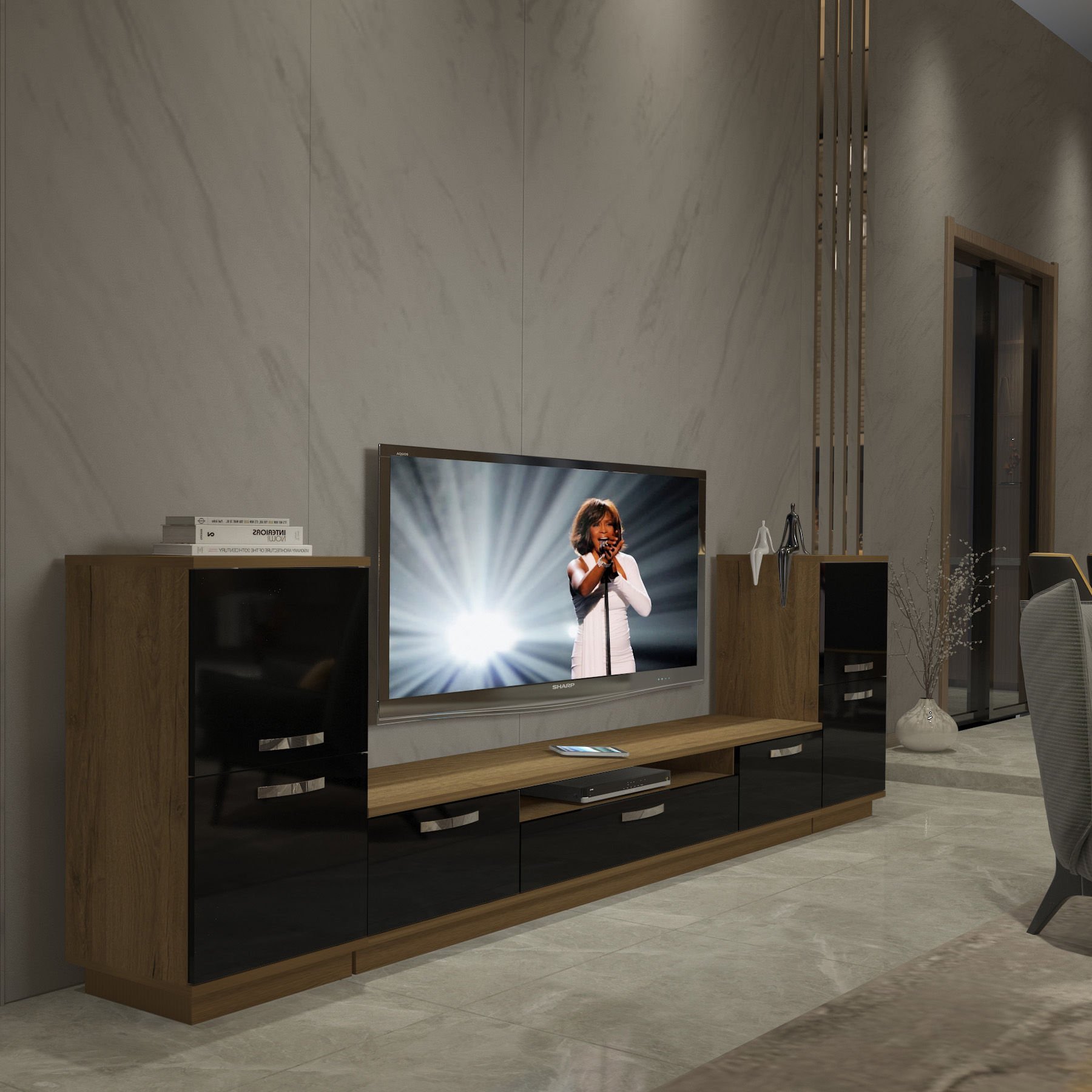 Decoraktiv Trendstyle On2 Mdf Tv Ünitesi Tv Sehpası Pera - Siyah