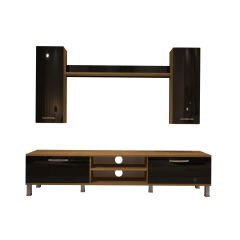 Decoraktiv Eko 5D Mdf Dvd Krom Ayaklı Tv Ünitesi Tv Sehpası Pera - Siyah
