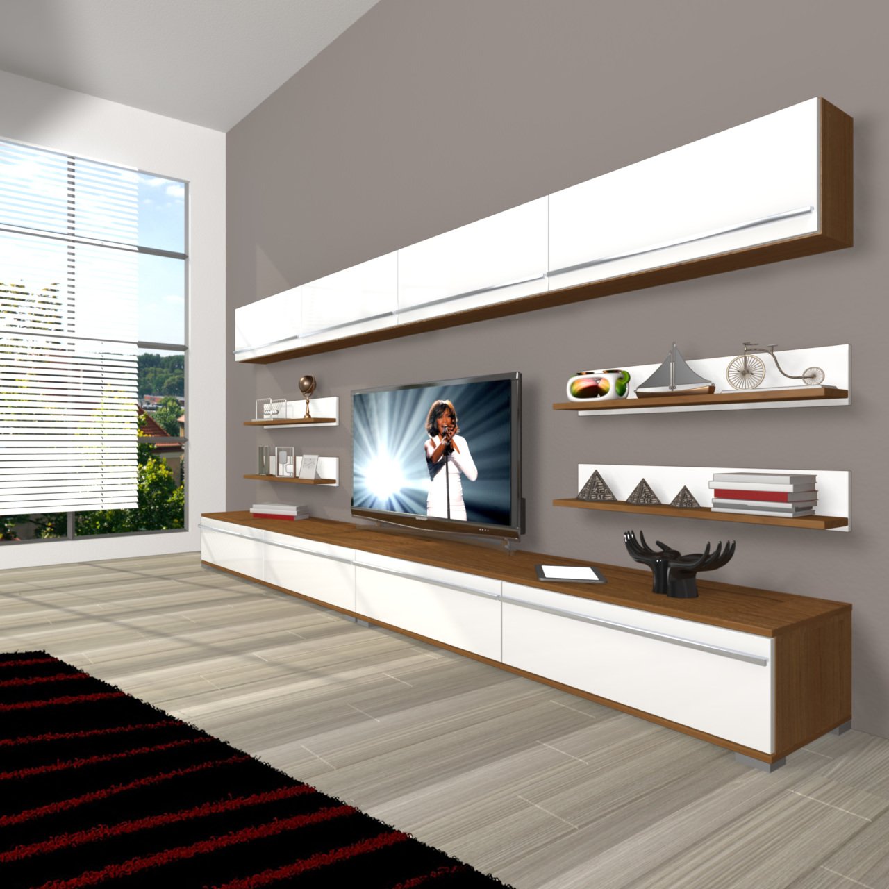 Decoraktiv Eko 360Y Mdf Tv Ünitesi Tv Sehpası Ceviz - Beyaz