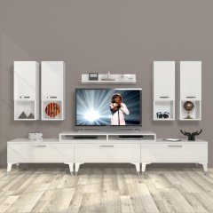 Decoraktiv Ekoflex 8DA Mdf Silver Tv Ünitesi Tv Sehpası Parlak Beyaz
