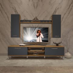 Decoraktiv Eko 5D Mdf Dvd Krom Ayaklı Tv Ünitesi Tv Sehpası Pera - Antrasit