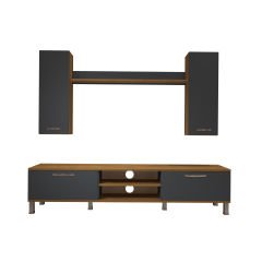 Decoraktiv Eko 5D Mdf Dvd Krom Ayaklı Tv Ünitesi Tv Sehpası Pera - Antrasit