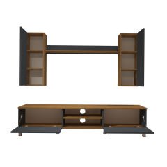 Decoraktiv Eko 5D Mdf Dvd Krom Ayaklı Tv Ünitesi Tv Sehpası Pera - Antrasit