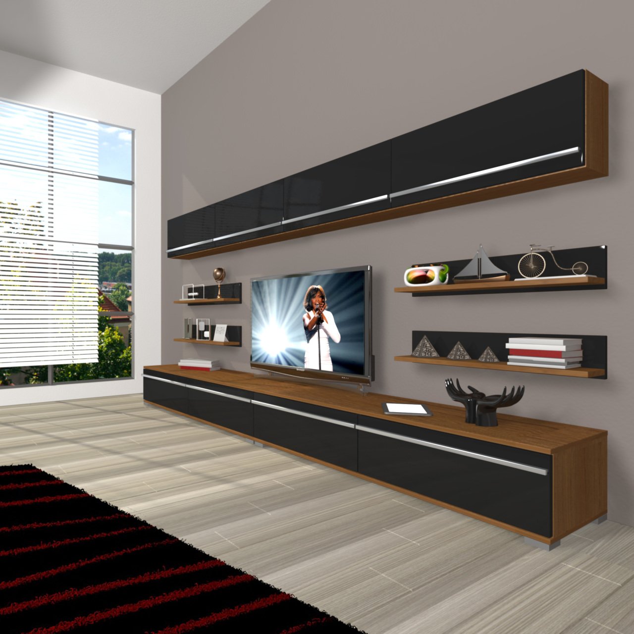 Decoraktiv Eko 360Y Mdf Tv Ünitesi Tv Sehpası Ceviz - Siyah