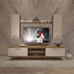 Decoraktiv Eko 5D Mdf Dvd Retro Tv Ünitesi Tv Sehpası Pera - Beyaz