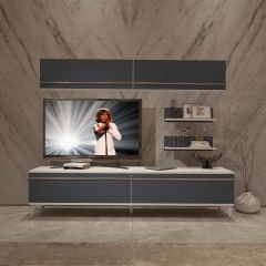 Decoraktiv Eko 5 Mdf Std Silver Tv Ünitesi Tv Sehpası Beyaz - Antrasit