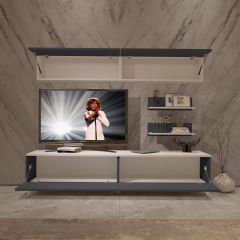 Decoraktiv Eko 5 Mdf Std Silver Tv Ünitesi Tv Sehpası Beyaz - Antrasit