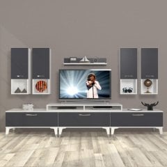 Decoraktiv Ekoflex 8DA Mdf Silver Tv Ünitesi Tv Sehpası Beyaz - Antrasit