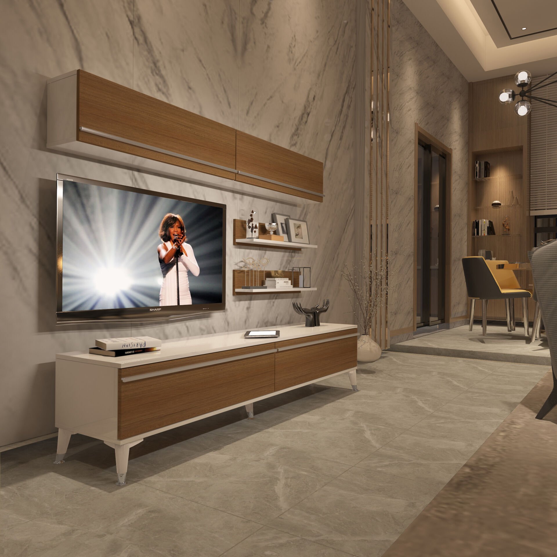 Decoraktiv Eko 5 Mdf Std Silver Tv Ünitesi Tv Sehpası Beyaz - Ceviz
