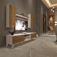 Decoraktiv Eko 5D Mdf Dvd Retro Tv Ünitesi Tv Sehpası Beyaz - Pera