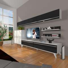 Decoraktiv Eko 8 Mdf Std Retro Tv Ünitesi Tv Sehpası Beyaz - Siyah