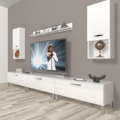 Decoraktiv Eko 270da Mdf Krom Ayaklı Tv Ünitesi Tv Sehpası Parlak Beyaz