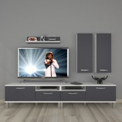 Decoraktiv Eko 5220D Mdf Krom Ayaklı Tv Ünitesi Tv Sehpası Beyaz - Antrasit