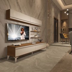 Decoraktiv Eko 5 Mdf Std Silver Tv Ünitesi Tv Sehpası Ceviz - Beyaz