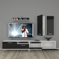 Decoraktiv Eko 5220D Mdf Krom Ayaklı Tv Ünitesi Tv Sehpası Beyaz - Siyah