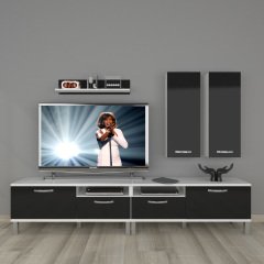 Decoraktiv Eko 5220D Mdf Krom Ayaklı Tv Ünitesi Tv Sehpası Beyaz - Siyah