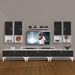 Decoraktiv Ekoflex 8DA Mdf Gold Tv Ünitesi Tv Sehpası Beyaz - Siyah